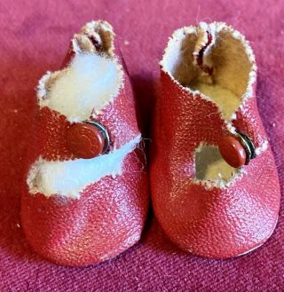 Vintage Oilcloth Mary Hoyer Centersnap Red 50’s Doll Shoes