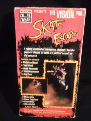 Skate Escape Vhs - 1988 Vintage Skateboard Vhs Tony Hawk - Vision Street Wear