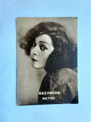 1928 Nazimova,  Cuban Susini Cigarrette Cardboard Card Metro