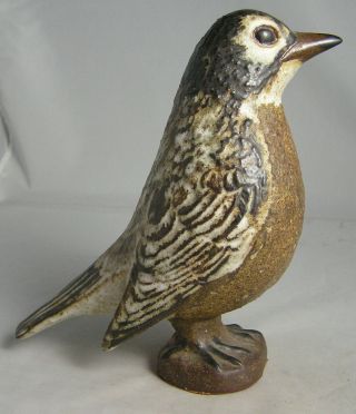 Signed Andersen Design Studio Pottery Maine Large Robin Bird Figurine Exc.