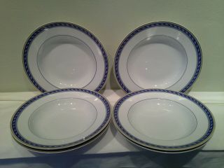 A Set Of Six Raynaud Limoges Biarritz Rimmed Soup Bowls