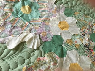 antique vintage Grandmothers flower garden quilt piece,  hand sewn 3