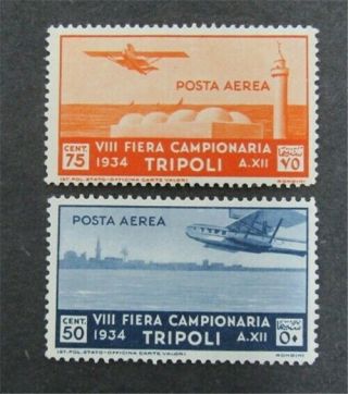 Nystamps Italy Libya Stamp C14.  C15 Og H $28 L9y2682
