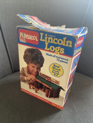 Vtg Playskool Lincoln Logs Set 884 W/ Orig.  Box - Blacksmith