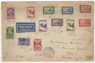 1930 Jul 27th.  Air Mail.  Budapest To Vienna.  Frankings.
