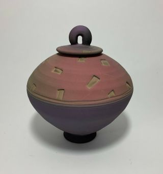 Fantastic Jim Kemp Studio Pottery Covered Jar - Fanciful & Fun Indiana Potter