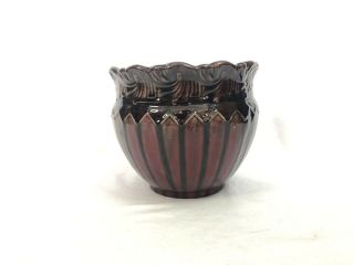Vintage Large Brown And Red Weller Majolica Jardiniere Planter From 1900s