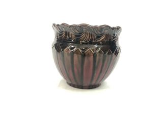 Vintage Large Brown And Red Weller Majolica Jardiniere Planter From 1900s 2