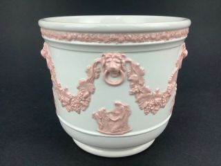 Wedgwood Queensware Pink On White One 4 3/4 " Cache Pot Planter Jardinere A
