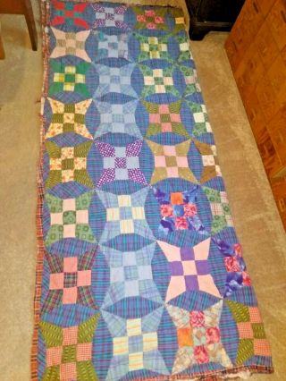 Vintage Hand Stitched Quilt For Repair 80  X 66  For Repair Restore