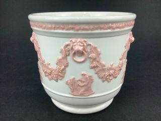 Wedgwood Queensware Pink On White One 4 3/4 " Cache Pot Planter Jardinere B