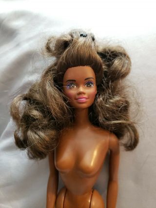 1988 Fun - To - Dress Barbie African American No Box Undressed Mattel 1986 On Body