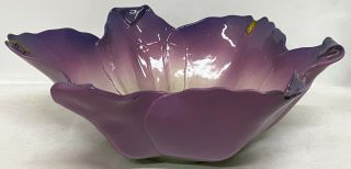 Mustardseed & Moonshine Purple Flower Ceramic 11 " Serving Centerpiece Bowl Wow