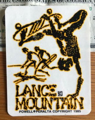 Rare Vintage Powell Peralta Lance Mountain Yellow Sticker 1985 - Nos