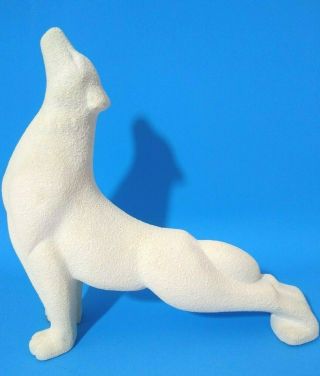 Vtg Royal Haeger Large White Lava Glaze Wolf/dog Howling Art Deco Statue Figure