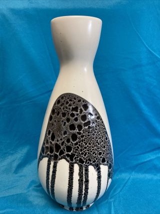 Mid Century Hand Painted Lapid Splat Lava Pottery Zebra Hana Isreal 16 " Vase