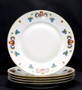 Porsgrund Farmers Rose 5 Luncheon / Small Dinner Plates 9 1/2 ",  Norway,  Exc