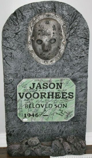 Friday The 13th - Foam Jason Tombstone - Autographed By 15 Jasons Jsa Loa