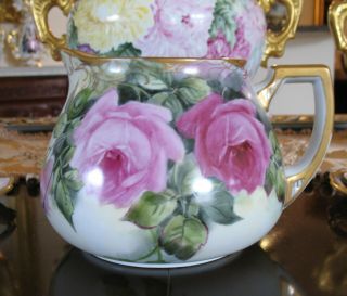 Lovely Hand Painted Porcelain Roses Pitcher