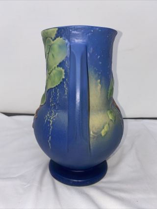 Roseville Blue Fuchsia Handled Vase 898 - 8 Pottery USA 2