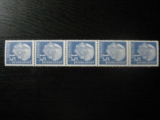 Germany Mi.  184x W V R Mnh Stamp Strip Of 5 W/ Coil Number Cv $66.  00