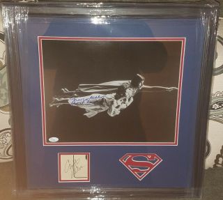 Christopher Reeves & Margot Kidder Superman Autographs Custom Frame Jsa Loa
