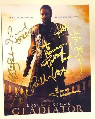 Gladiator Photo Cast Signed By Russell Crowe Ridley Scott & More Auto W/coa