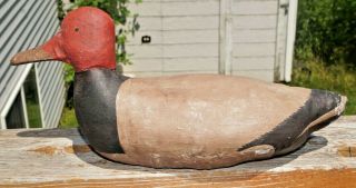 Rarity 1940s - 60s Canvas Covered Stuffed Canvasback Hand Painted Duck Decoy