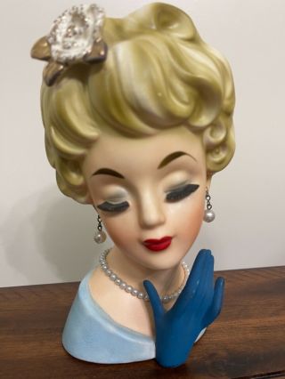 Lady Head Vase 7 1/4 Inch Inarco E 2104 Cleveland Ohio Made In 1964