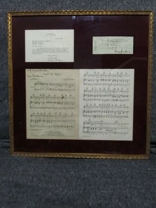 George Gershwin & Ira Gershwin Signed Check Sheet Music & Letter Incredible