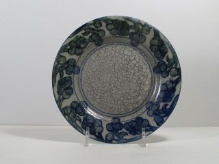 Antique Dedham Pottery 6 " Plate Handpainted Grapes Craquele Glaze