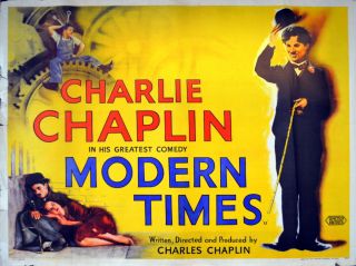 Modern Times 1936 Charlie Chaplin,  Paulette Goddard Uk Quad Poster