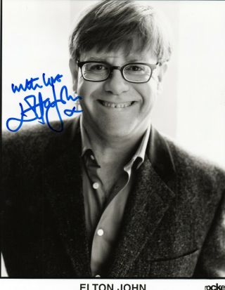 Elton John Signed 8x10 B&w Photo Rocket Man Jsa Letter
