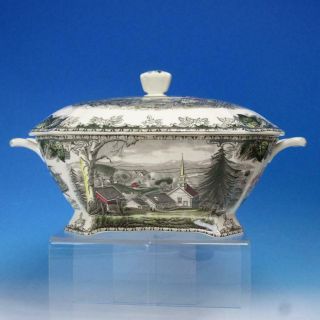 Johnson Bros " The Friendly Village " - Rectangular Soup Tureen With Lid
