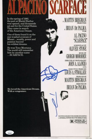 Al Pacino & Steven Bauer Authentic Hand - Signed " Scarface " 11x17 Photo (jsa)