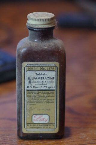 Antique Eli Lilly & Company Sulfamerazine Tablets Bottle,