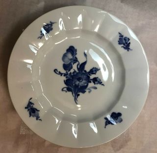 2 Royal Copenhagen Angular Blue Flowers 10 - 1/8 " Dinner Plates.  Denmark 8549
