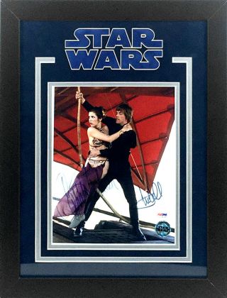 Carrie Fisher & Mark Hamill Autographed Star Wars 8x10 Photo Framed Psa Loa