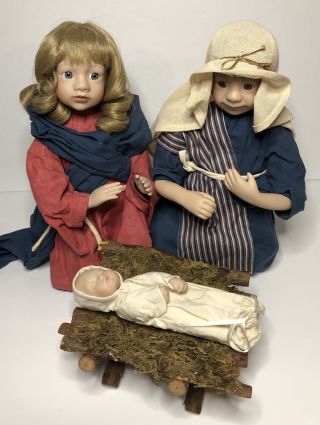 Vtg Ashton Drake Holy Family Porcelain Doll Set W Box Jesus Mary Joseph