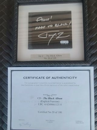 Jay - Z The Black Album Autographed Signed Cd - Rare - Only 100 Signed (no.  20)