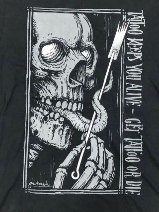 Vintage Tfb Skull Art T - Shirt Xl Tattoo Keeps You Alive Get Tattoo Or Die Punk