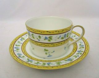 Set 4 Raynaud Ceralene Limoges Morning Glory Spray Flat Cup W/ Saucers France