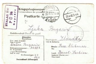Germany Ww2 Cover Pow Camp Censor Card Serbia Ilandza 1943 Letter {samwells}ma17