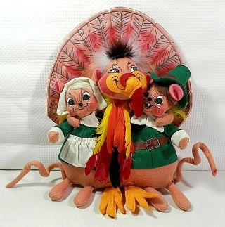 Annalee Dolls Thanksgiving Pilgrim & Turkey Mouse Vintage
