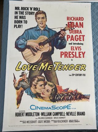 Love Me Tender Linen Backed Us One Sheet Film Poster 1956 Intro Elvis