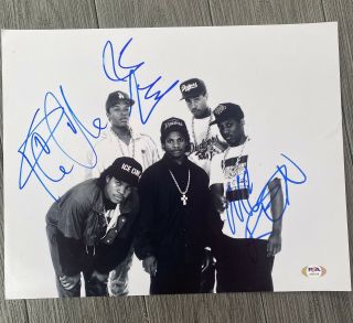 Nwa Signed 11x14 Photo Psa Loa Ice Cube Mc Ren D.  J.  Yella