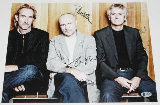 Genesis - Phil Collins Mike Rutherford Tony Banks Signed 11x14 Photo Beckett Bas