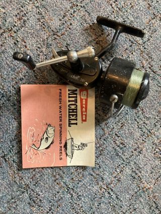 Vintage Garcia Mitchell 301 (lefty) Spinning Reel Made In France With Brochure