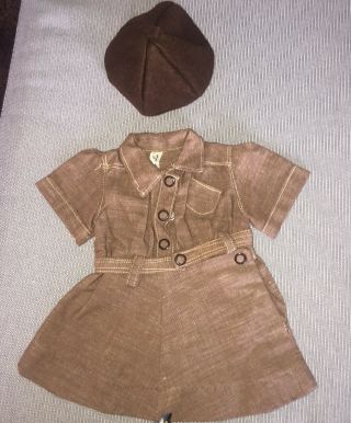 16” Terri Lee Doll Brownie Girl Scout Hat And Dress Tagged 1950s