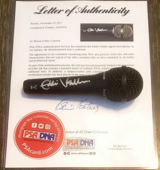 Eddie Vedder Pearl Jam Signed Autographed Mic Microphone Psa/dna Loa